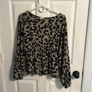 Peplum cheetah print sweater